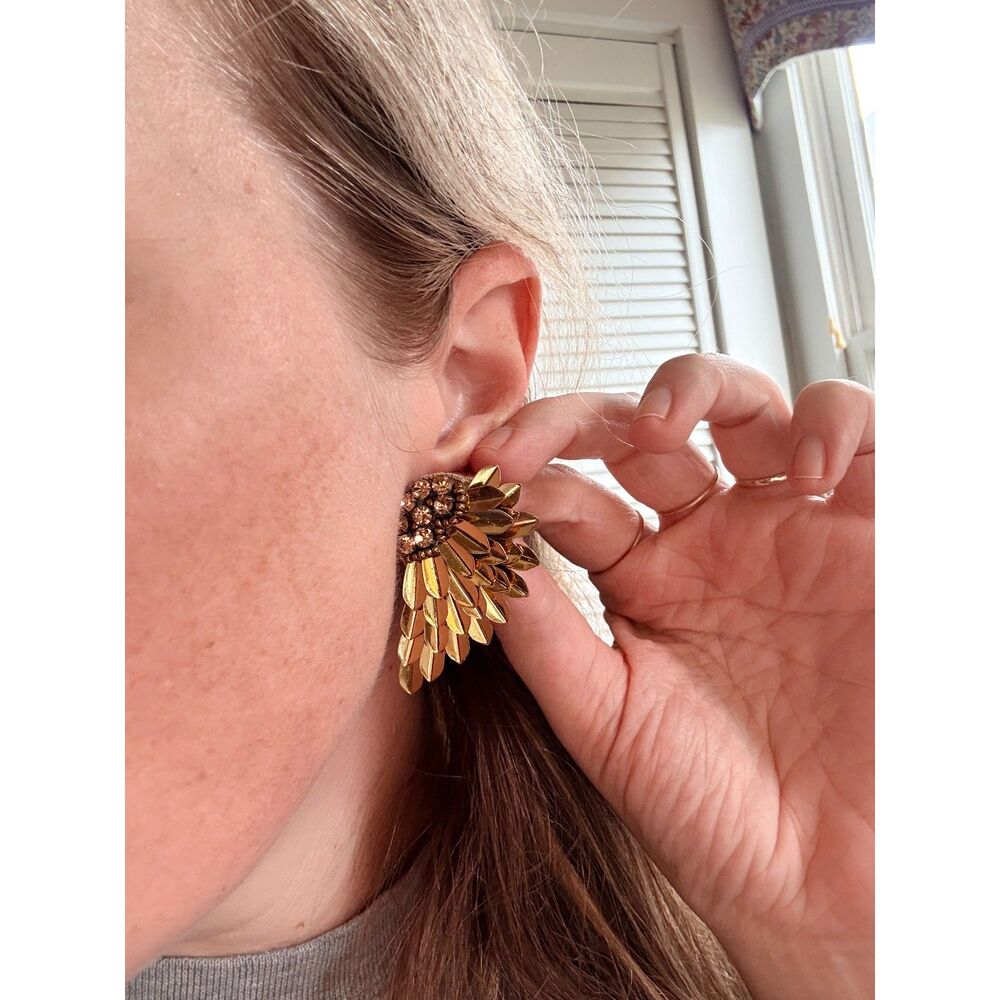 Deepa by Deepa Gurnani Gold Crystal Wing Statement Earrings